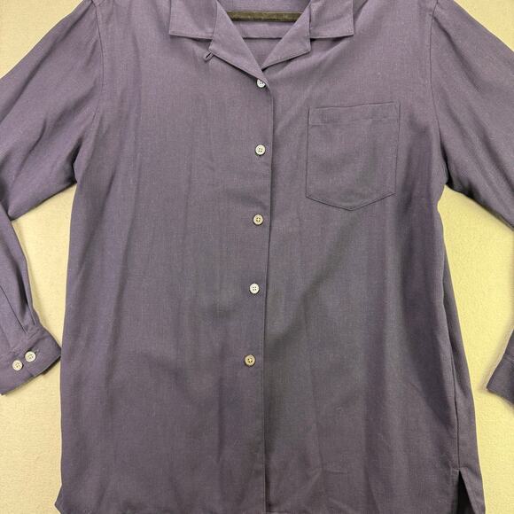 L.L. Bean Women’s Navy Blue Long Sleeve Collared Blouse Top Size M - Picture 4 of 9